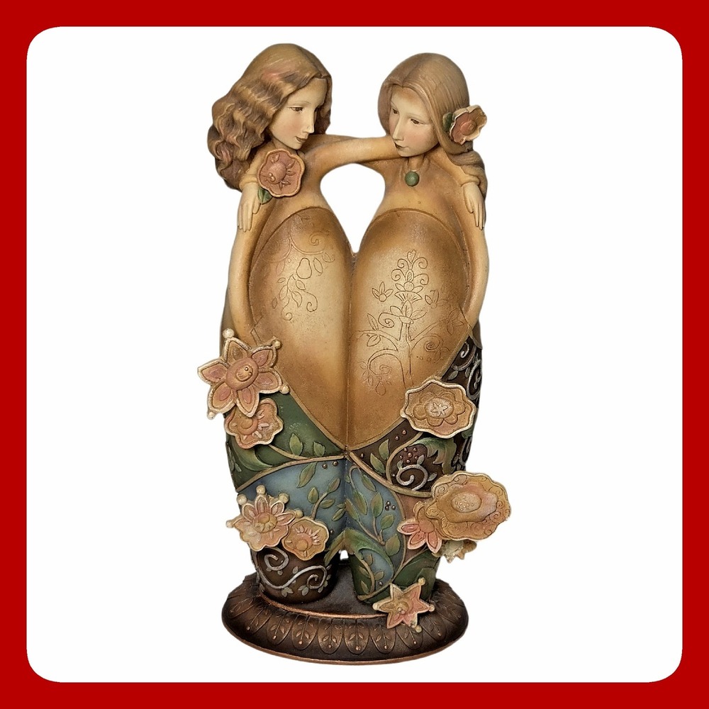 Enesco Blooming Wild Figurine Two Sisters Friends Floral Resin Decor 2004 Gift